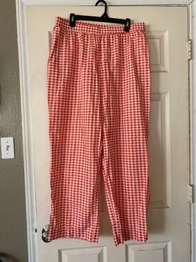 Red and White Gingham Pants